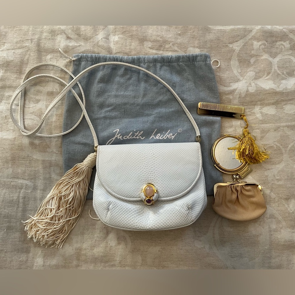 Gorgeous Ivory Snakeskin Judith Leiber Evening Bag